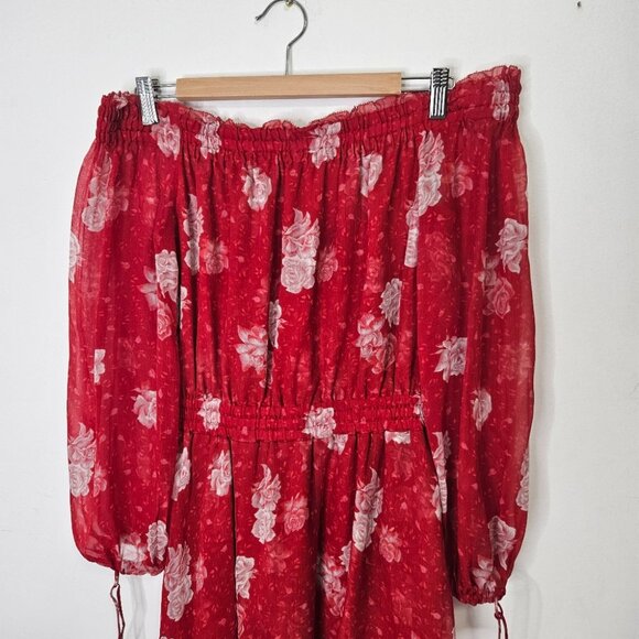 The Kooples Floral Off-The-Shoulder Asymmetric Silk Dress Sz S Bohemian Festival - Picture 5 of 11